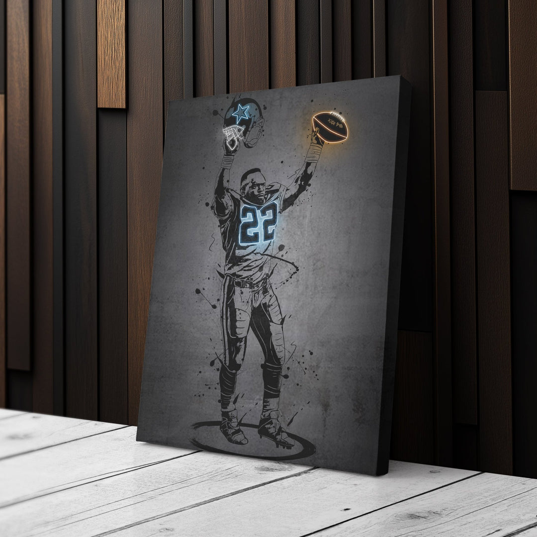 Emmitt Smith Neon Canvas Art | Modern Wall Decor for Cowboys Fans - CanvasNeon