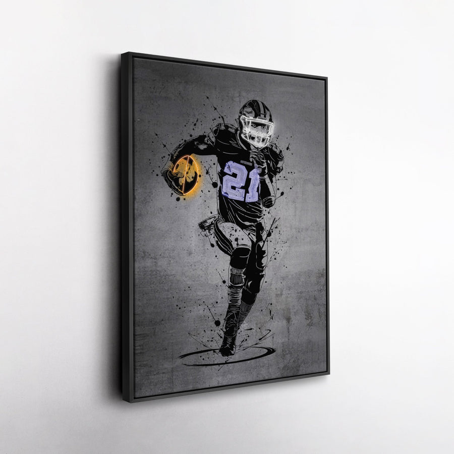 Ezekiel Elliott Neon Canvas Art | Modern Wall Decor for Cowboys Fans - CanvasNeon