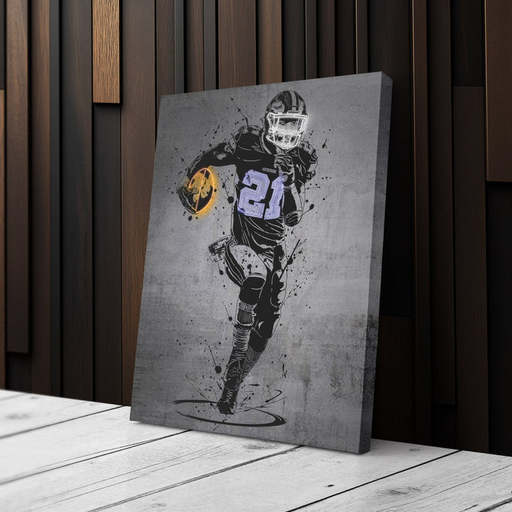 Ezekiel Elliott Neon Canvas Art | Modern Wall Decor for Cowboys Fans - CanvasNeon