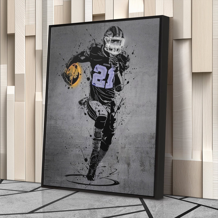 Ezekiel Elliott Neon Canvas Art | Modern Wall Decor for Cowboys Fans - CanvasNeon