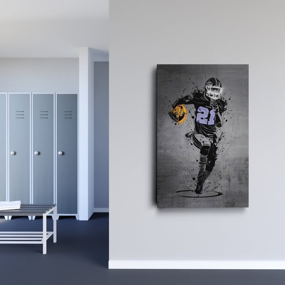 Ezekiel Elliott Neon Canvas Art | Modern Wall Decor for Cowboys Fans - CanvasNeon