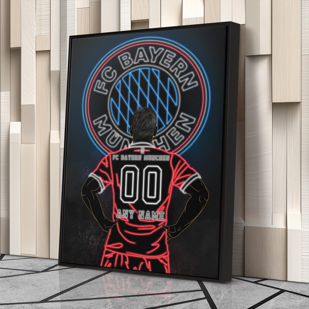 FC Bayern Personalized Jersey Canvas | Neon Wall Art - CanvasNeon