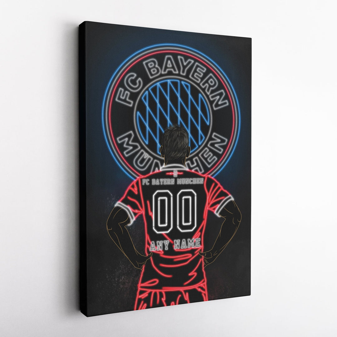 FC Bayern Personalized Jersey Canvas | Neon Wall Art - CanvasNeon