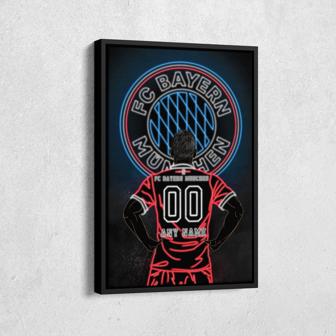 FC Bayern Personalized Jersey Canvas | Neon Wall Art - CanvasNeon