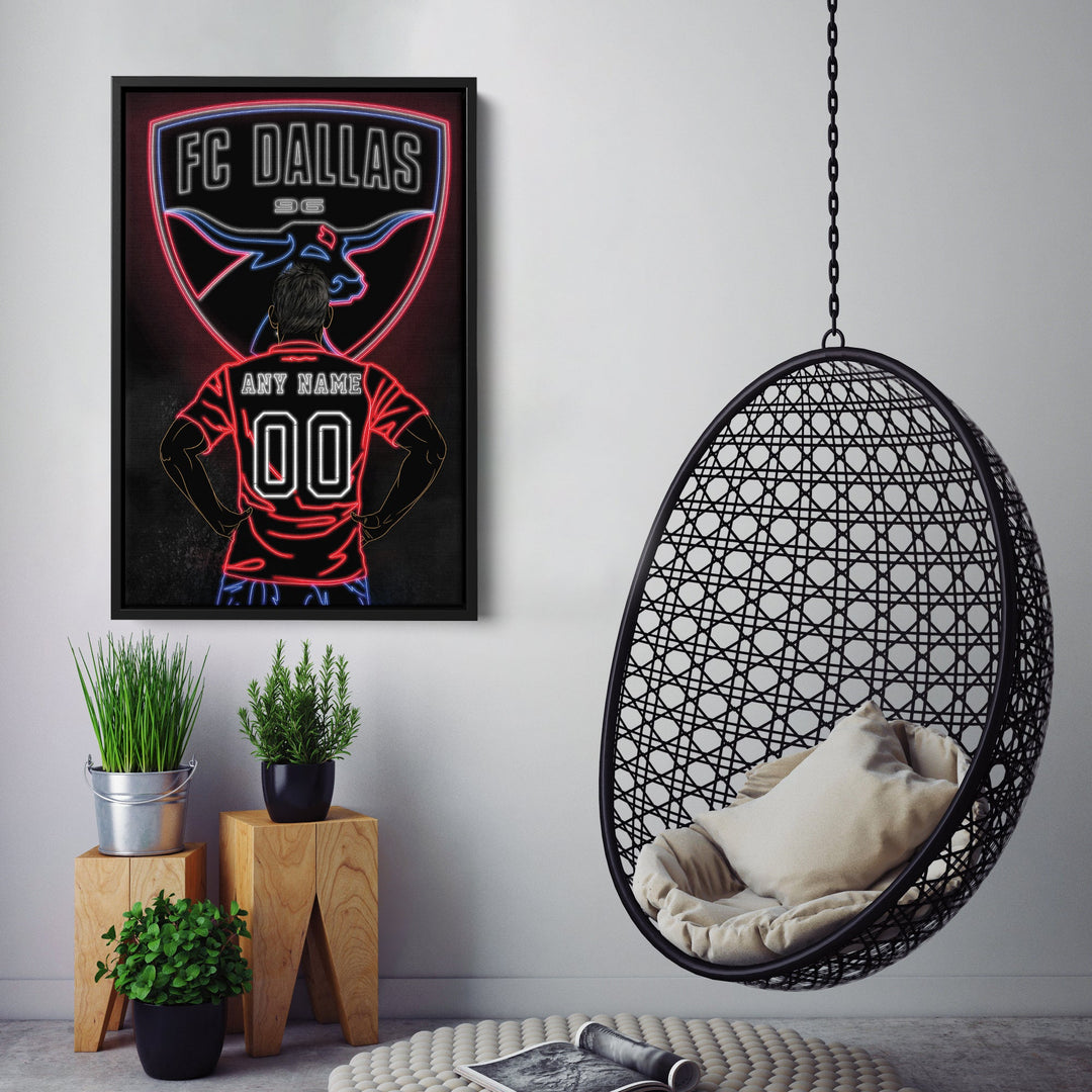 FC Dallas Personalized Jersey Canvas | Neon Wall Art - CanvasNeon