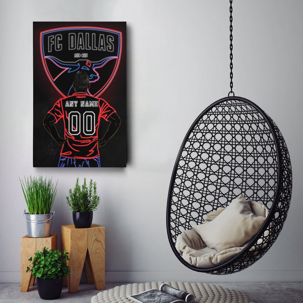 FC Dallas Personalized Jersey Canvas | Neon Wall Art - CanvasNeon