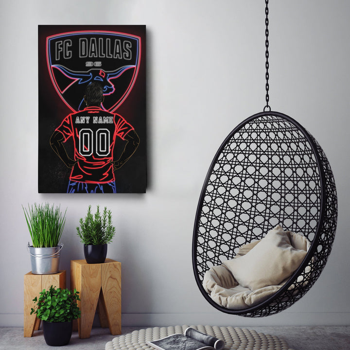 FC Dallas Personalized Jersey Canvas | Neon Wall Art - CanvasNeon