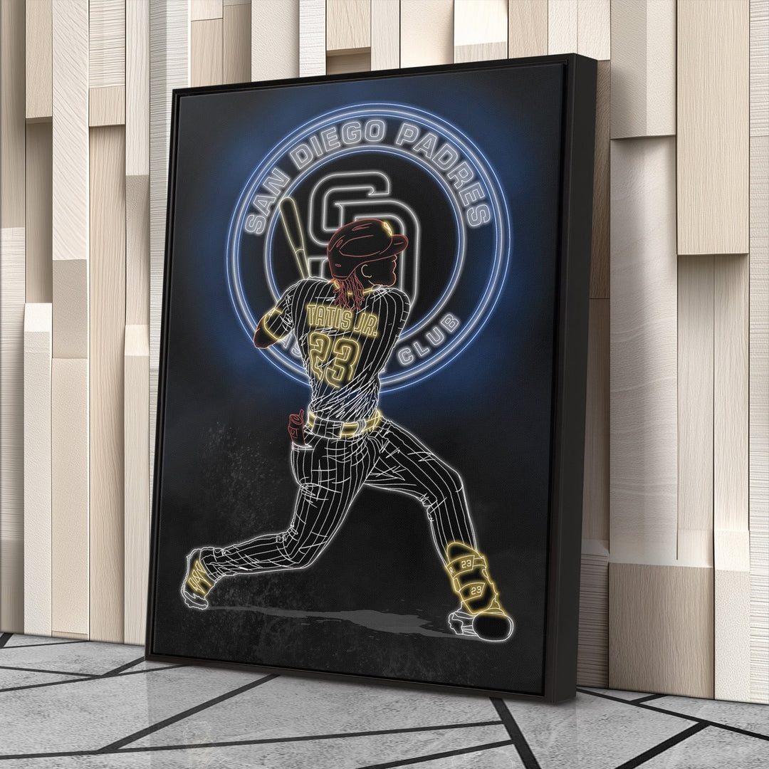 Fernando Tatis Jr. Neon Canvas Art | Padres Wall Decor - CanvasNeon
