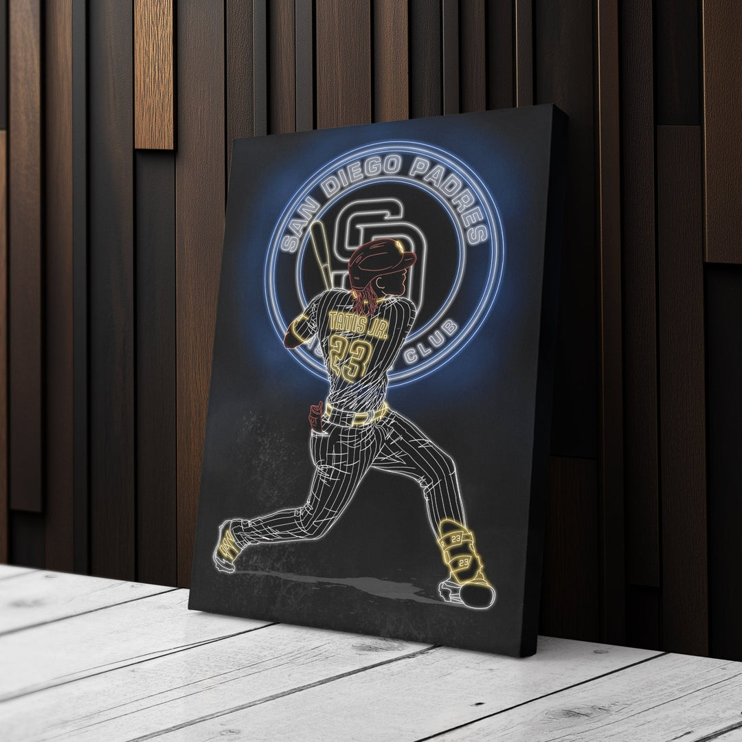 Fernando Tatis Jr. Neon Canvas Art | Padres Wall Decor - CanvasNeon