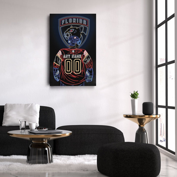 Florida Panthers Personalized Jersey Canvas | Neon Wall Art - CanvasNeon