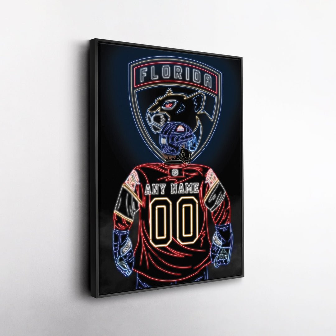 Florida Panthers Personalized Jersey Canvas | Neon Wall Art - CanvasNeon