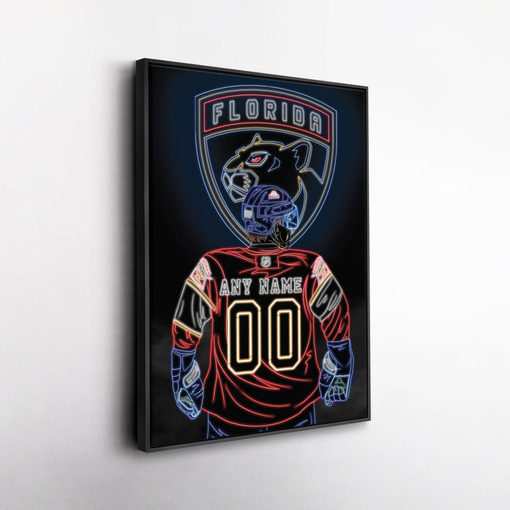 Florida Panthers Personalized Jersey Canvas | Neon Wall Art - CanvasNeon