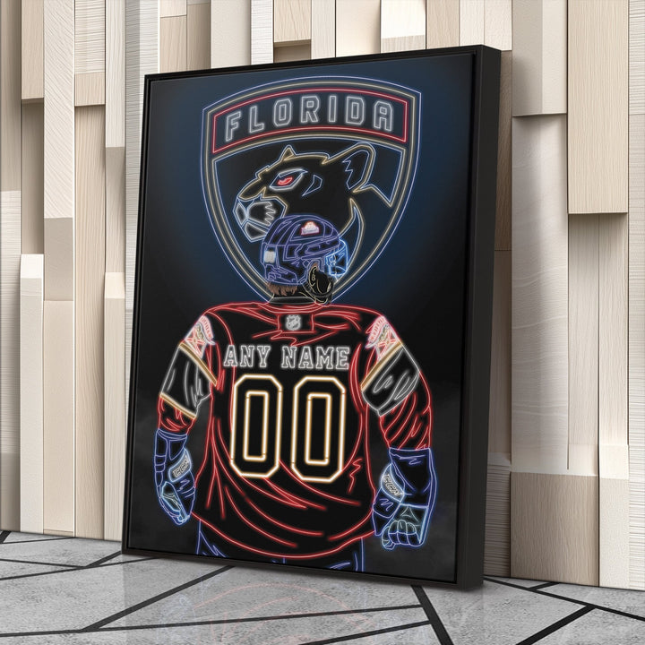 Florida Panthers Personalized Jersey Canvas | Neon Wall Art - CanvasNeon
