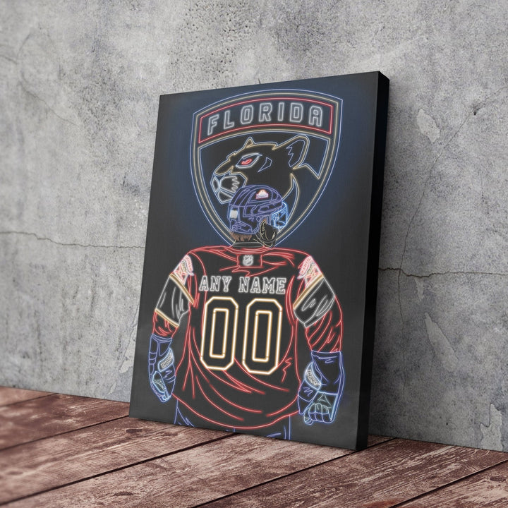 Florida Panthers Personalized Jersey Canvas | Neon Wall Art - CanvasNeon