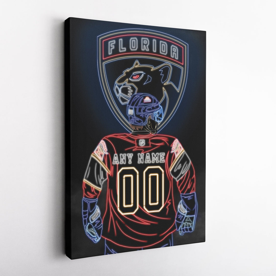 Florida Panthers Personalized Jersey Canvas | Neon Wall Art - CanvasNeon