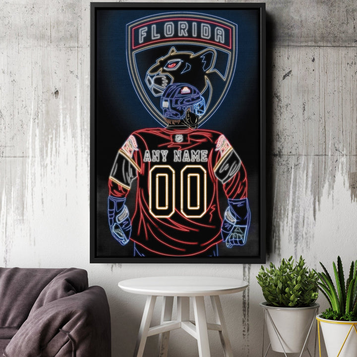 Florida Panthers Personalized Jersey Canvas | Neon Wall Art - CanvasNeon