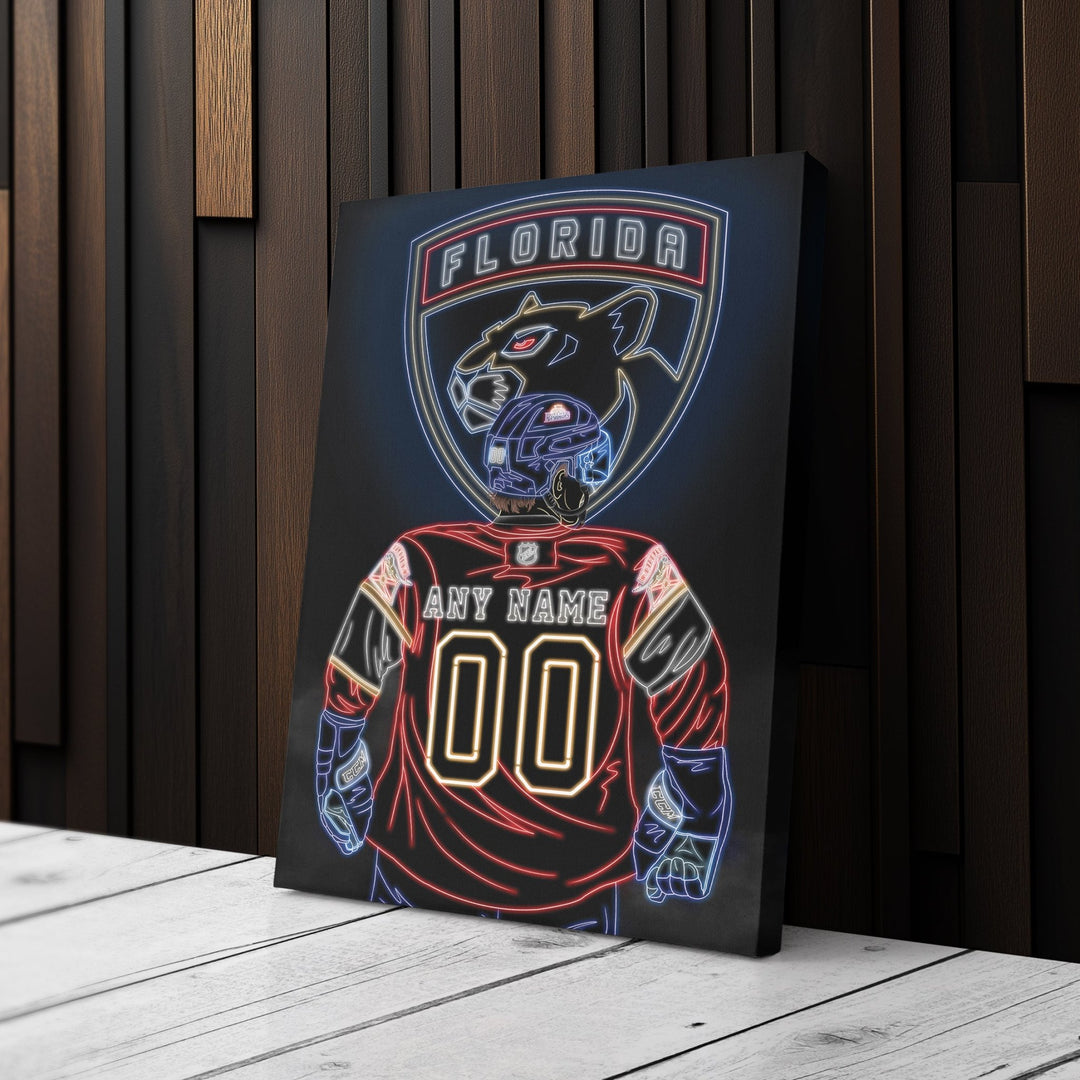 Florida Panthers Personalized Jersey Canvas | Neon Wall Art - CanvasNeon