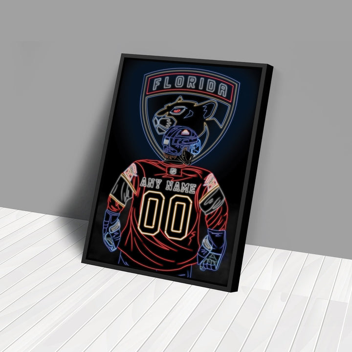 Florida Panthers Personalized Jersey Canvas | Neon Wall Art - CanvasNeon