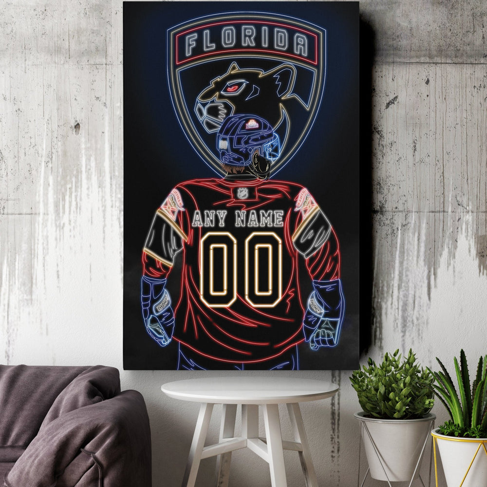 Florida Panthers Personalized Jersey Canvas | Neon Wall Art - CanvasNeon