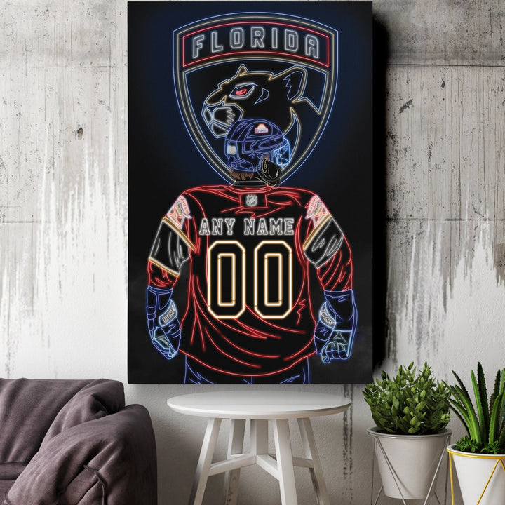 Florida Panthers Personalized Jersey Canvas | Neon Wall Art - CanvasNeon