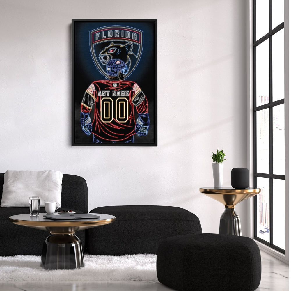 Florida Panthers Personalized Jersey Canvas | Neon Wall Art - CanvasNeon