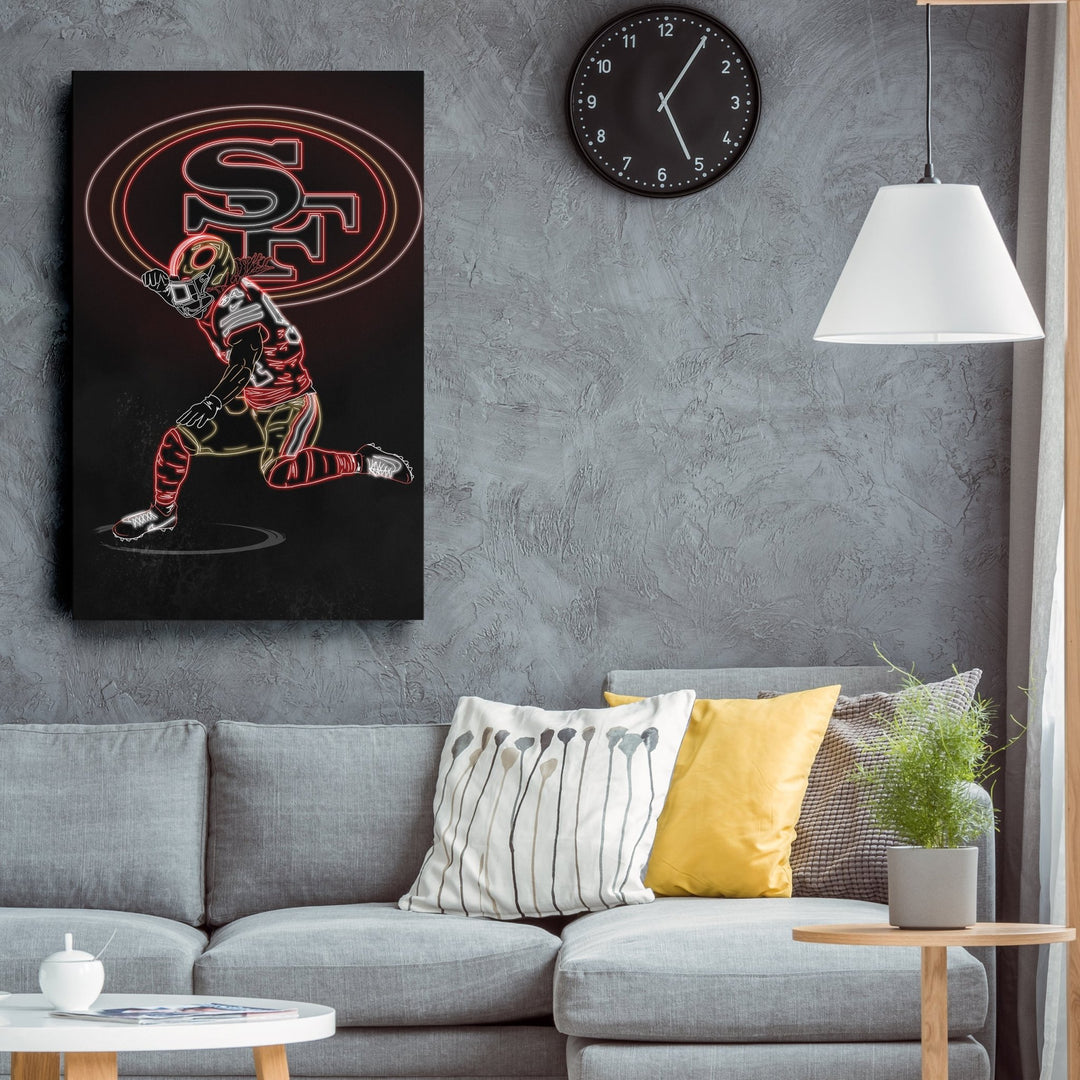 Fred Warner Neon Canvas Art | 49ers Wall Decor - CanvasNeon
