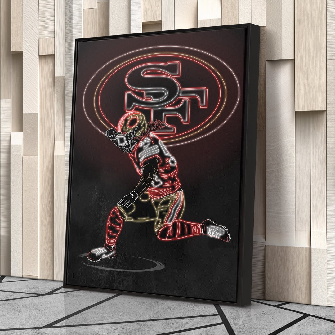 Fred Warner Neon Canvas Art | 49ers Wall Decor - CanvasNeon