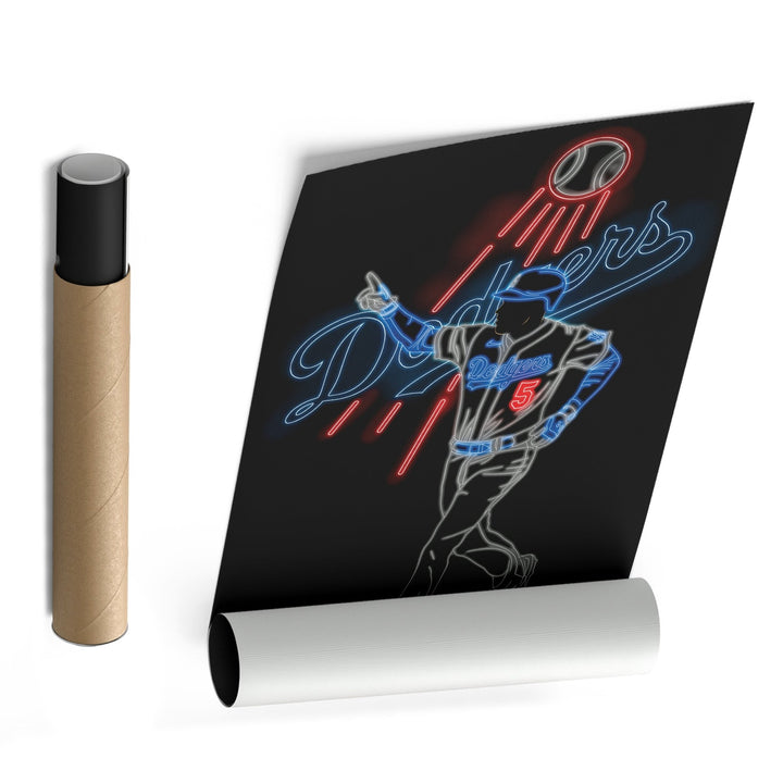 Freddie Freeman Neon Canvas Art | Dodgers Wall Decor - CanvasNeon
