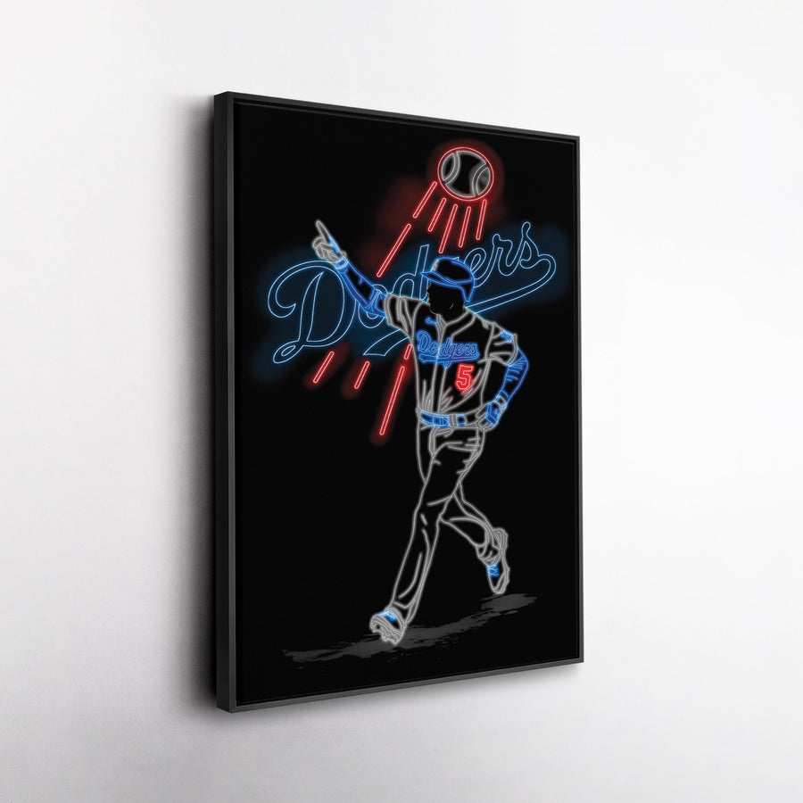 Freddie Freeman Neon Canvas Art | Dodgers Wall Decor - CanvasNeon