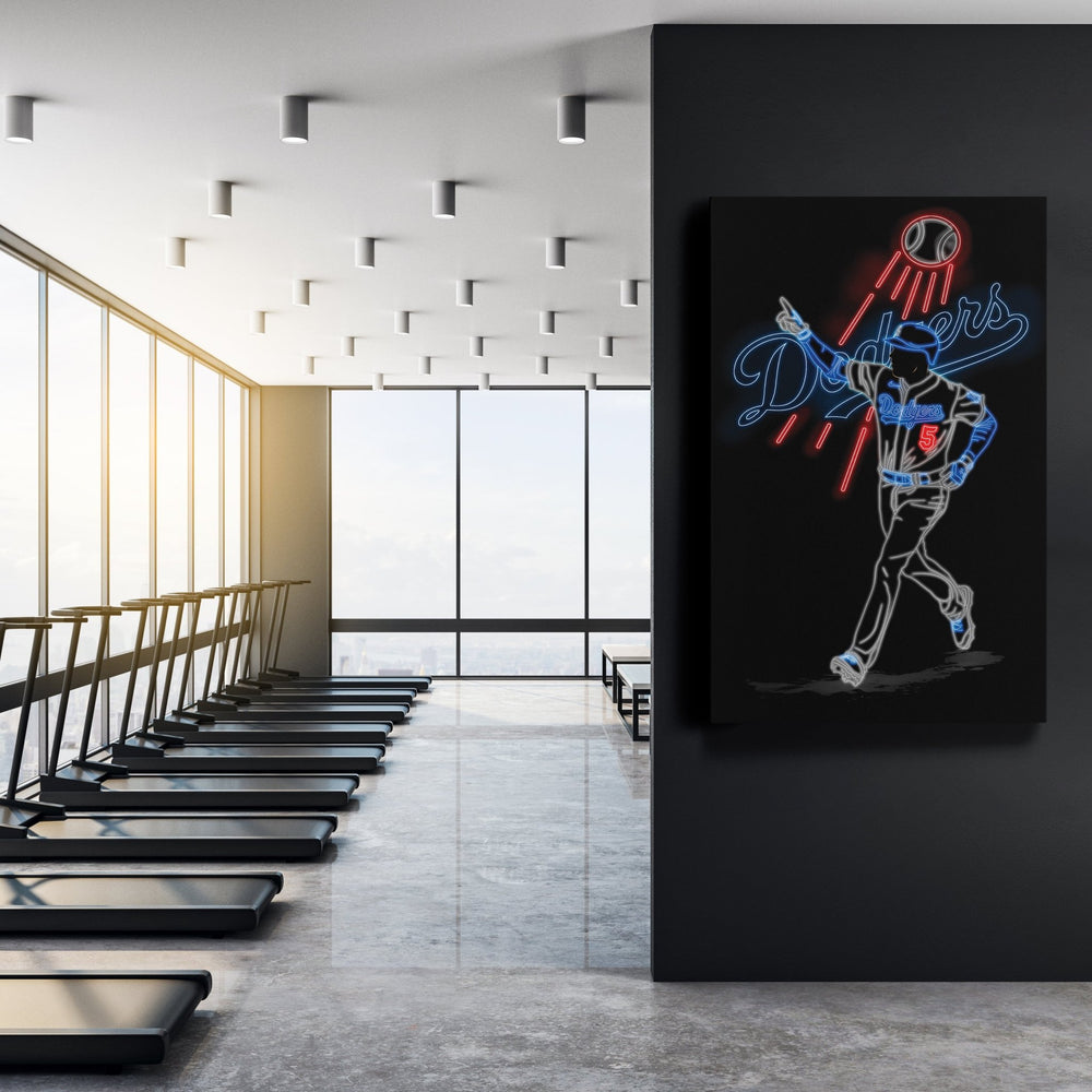 Freddie Freeman Neon Canvas Art | Dodgers Wall Decor - CanvasNeon
