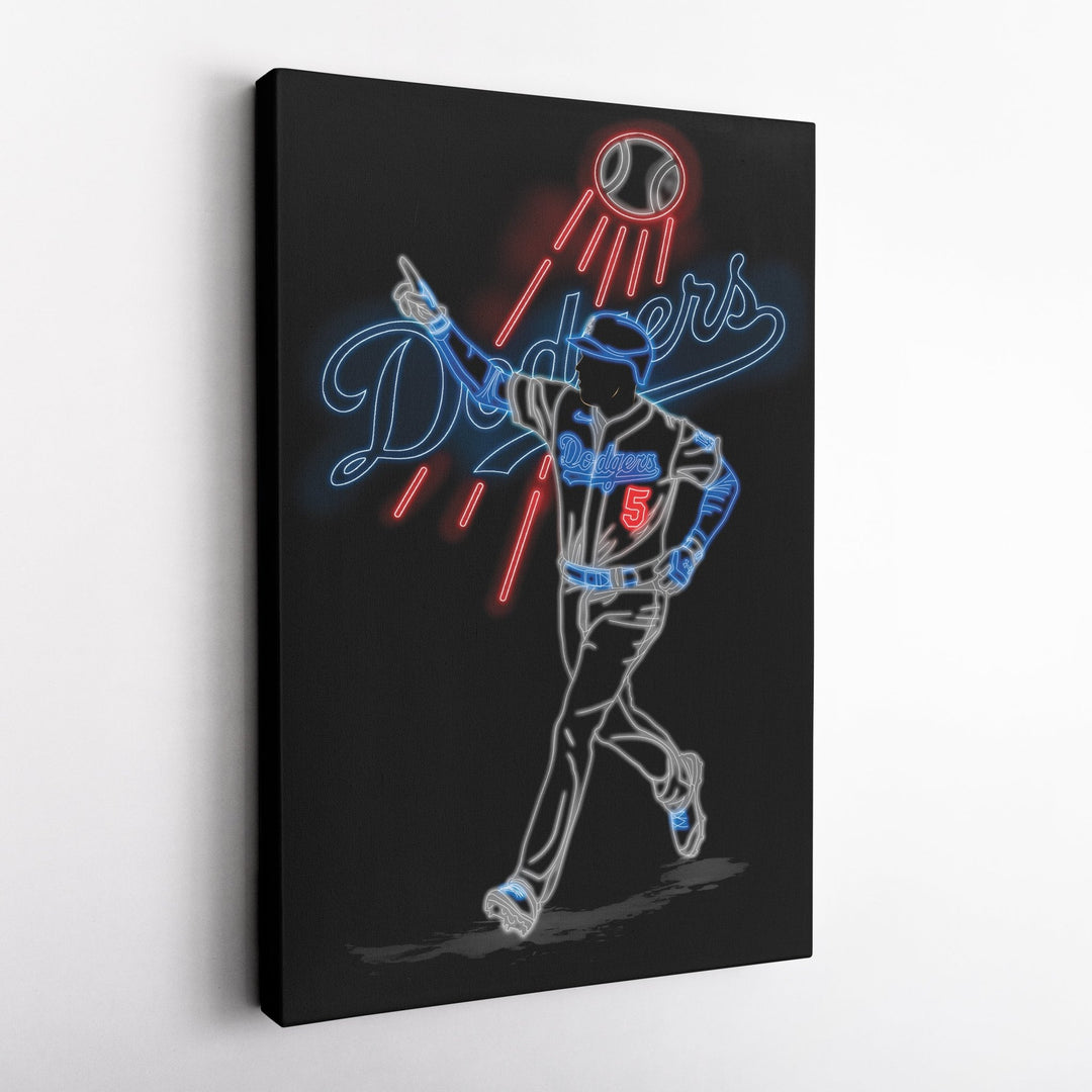 Freddie Freeman Neon Canvas Art | Dodgers Wall Decor - CanvasNeon