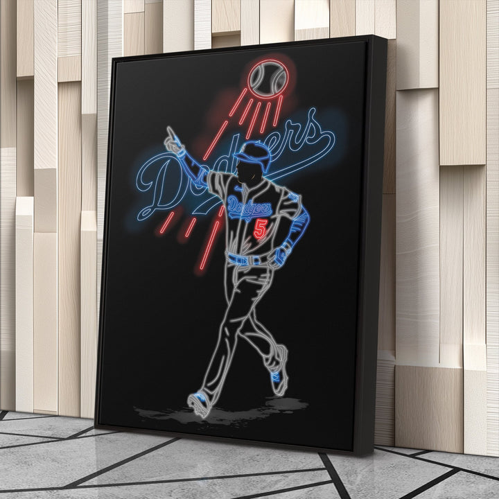 Freddie Freeman Neon Canvas Art | Dodgers Wall Decor - CanvasNeon