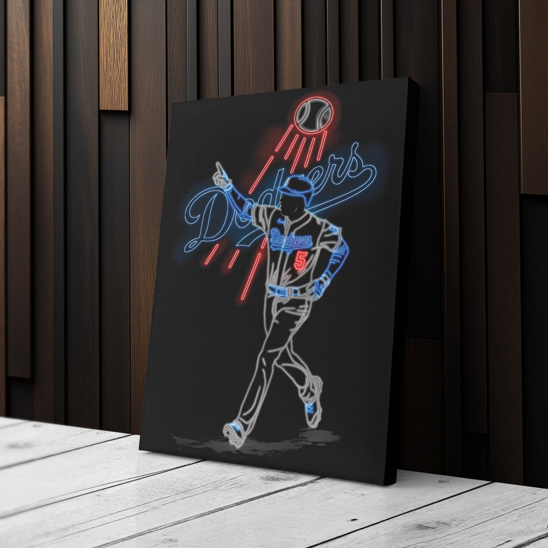 Freddie Freeman Neon Canvas Art | Dodgers Wall Decor - CanvasNeon