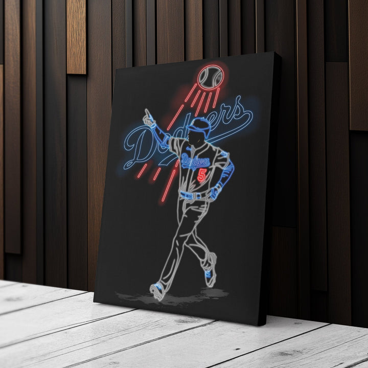 Freddie Freeman Neon Canvas Art | Dodgers Wall Decor - CanvasNeon