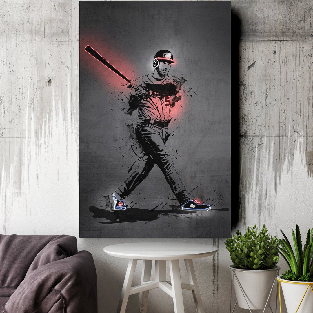 Freddie Freeman Neon Canvas Art | Modern Wall Decor for Braves Fans - CanvasNeon