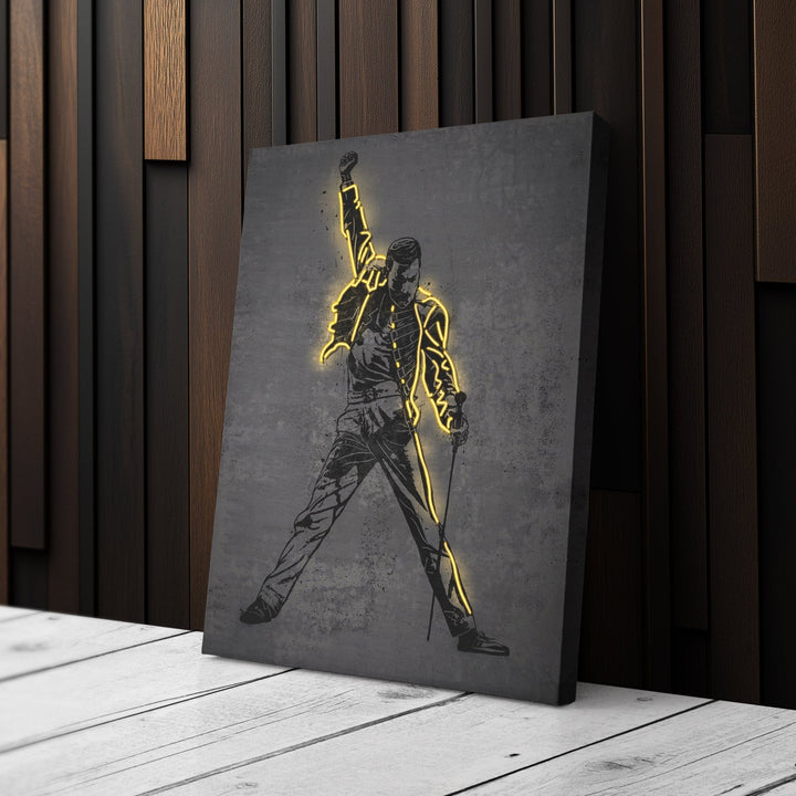 Freddie Mercury Neon Canvas Art | Music Wall Decor - CanvasNeon