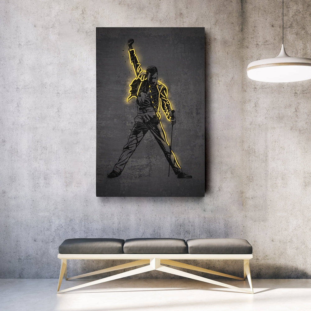 Freddie Mercury Neon Canvas Art | Music Wall Decor - CanvasNeon