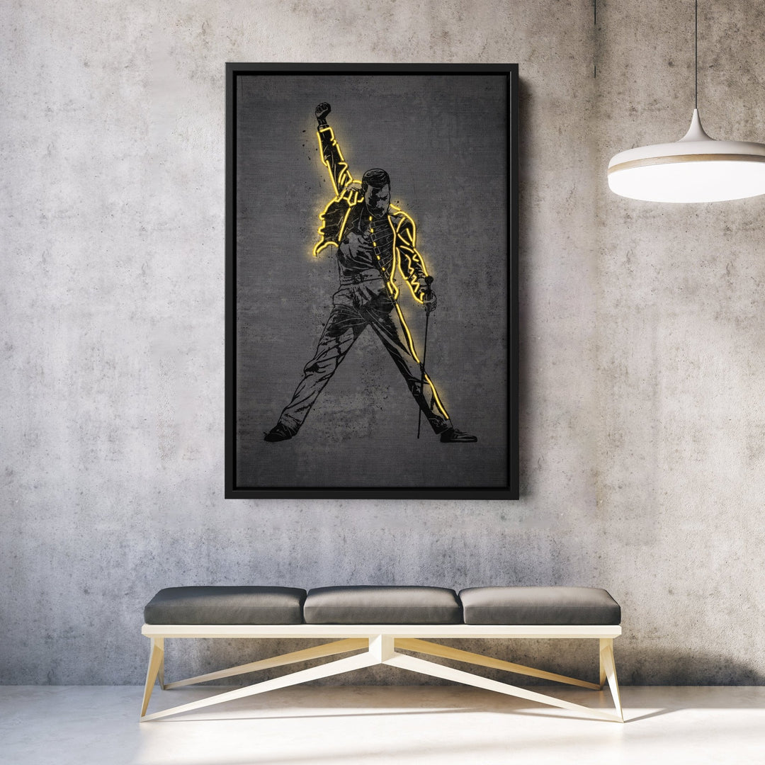 Freddie Mercury Neon Canvas Art | Music Wall Decor - CanvasNeon