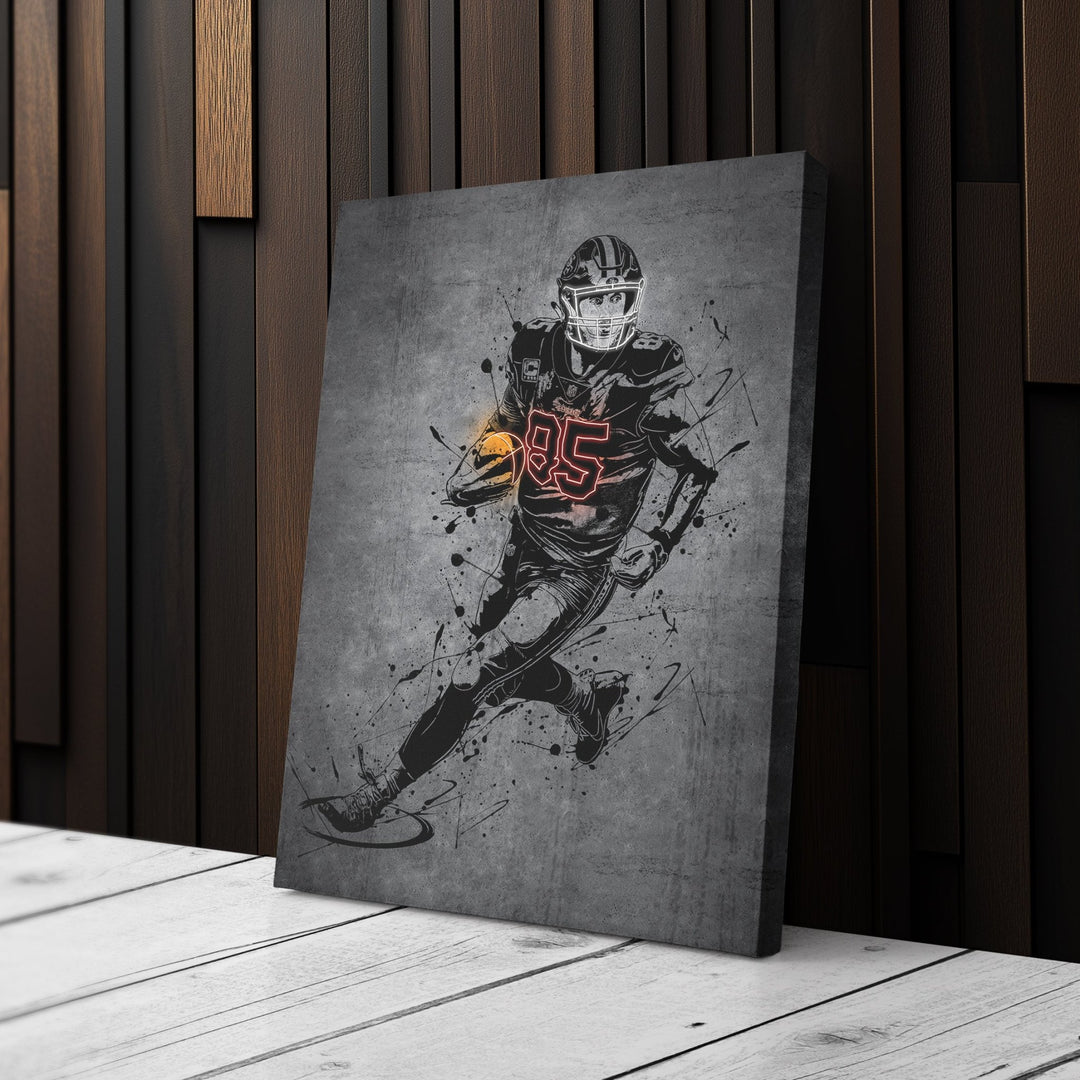 George Kittle Neon Canvas Art | Modern Wall Decor for 49ers Fans - CanvasNeon