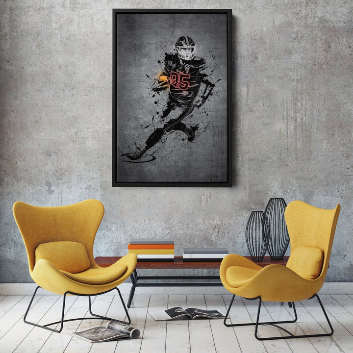 George Kittle Neon Canvas Art | Modern Wall Decor for 49ers Fans - CanvasNeon