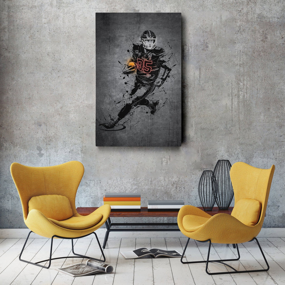 George Kittle Neon Canvas Art | Modern Wall Decor for 49ers Fans - CanvasNeon