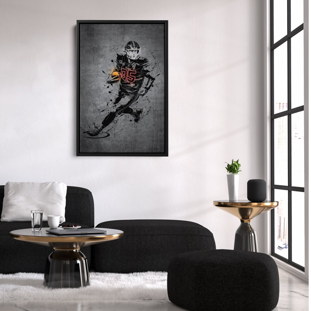 George Kittle Neon Canvas Art | Modern Wall Decor for 49ers Fans - CanvasNeon