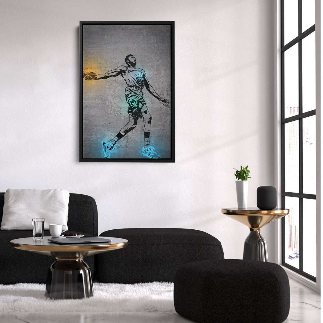 Giannis Antetokounmpo Neon Canvas Art | Modern Wall Decor for Bucks Fans - CanvasNeon