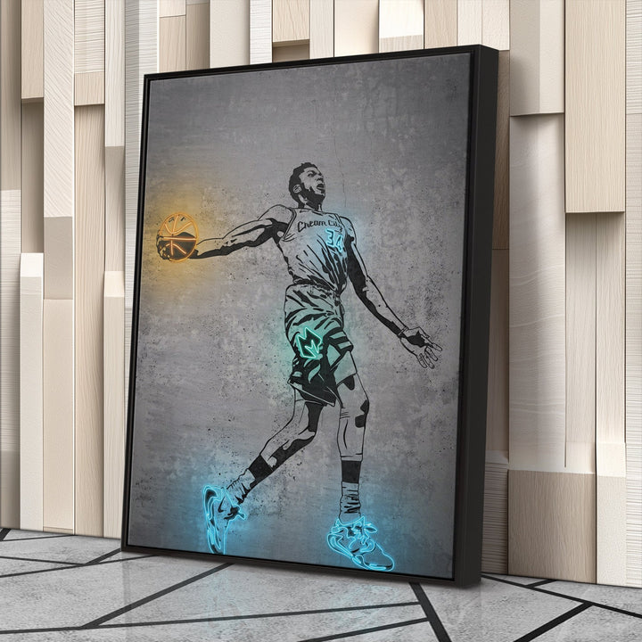 Giannis Antetokounmpo Neon Canvas Art | Modern Wall Decor for Bucks Fans - CanvasNeon