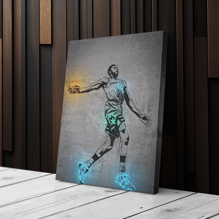 Giannis Antetokounmpo Neon Canvas Art | Modern Wall Decor for Bucks Fans - CanvasNeon
