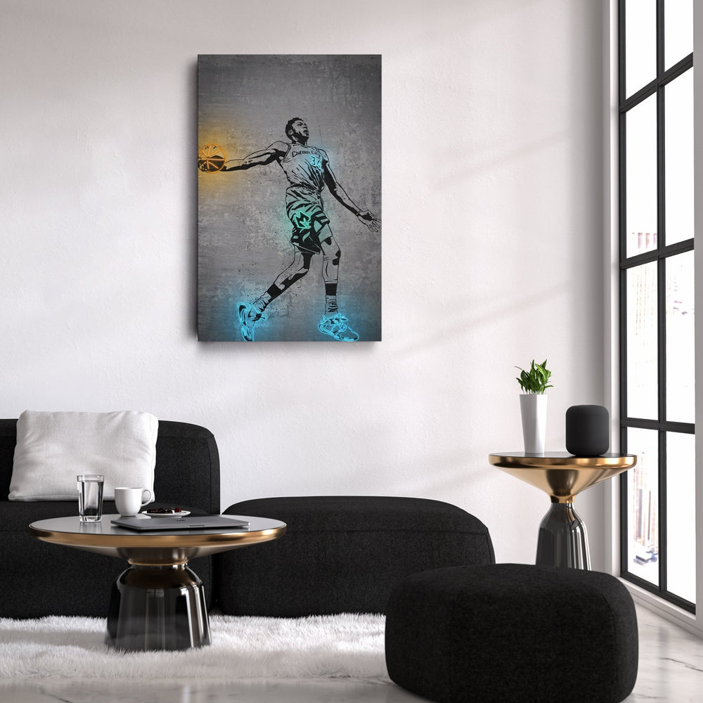 Giannis Antetokounmpo Neon Canvas Art | Modern Wall Decor for Bucks Fans - CanvasNeon