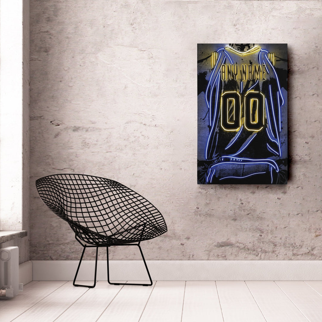 Golden State Warriors Custom Jersey Canvas | Neon Wall Art - CanvasNeon