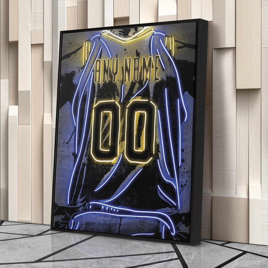 Golden State Warriors Custom Jersey Canvas | Neon Wall Art - CanvasNeon