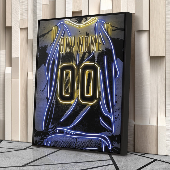 Golden State Warriors Custom Jersey Canvas | Neon Wall Art - CanvasNeon
