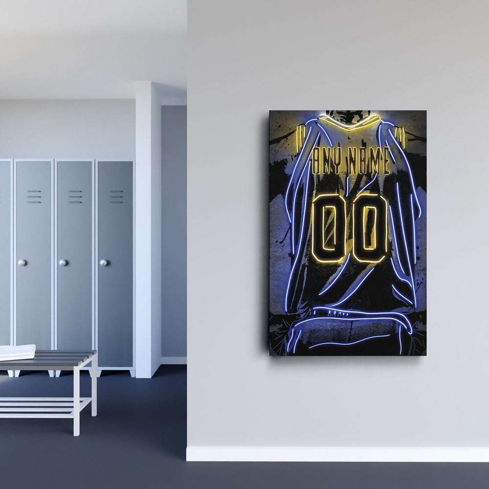 Golden State Warriors Custom Jersey Canvas | Neon Wall Art - CanvasNeon